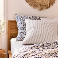 Taie D'Oreiller*alinea Lot de 2 taies d'oreiller rayées en coton 63x63cm - abysse Bleu