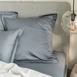 Taie D'Oreiller*alinea Lot de 2 taies d'oreillers en satin lavé de 65x65cm - orage Bleu