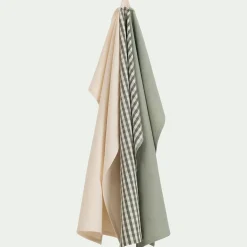 Tablier Et Torchon*alinea Lot de 3 torchons dépareillés en coton 50x70cm - Bleu