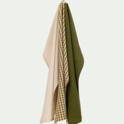 Tablier Et Torchon*alinea Lot de 3 torchons dépareillés en coton 50x70cm - Vert