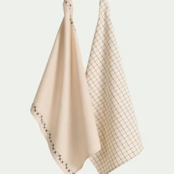 Tablier Et Torchon*alinea Lot de 2 torchons en coton à motifs 50x70cm - Noir