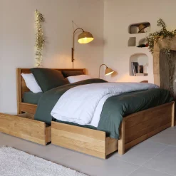 Tiroir Et Bout De Lit*alinea Lot de deux tiroirs de rangement en bois pour lit RENO - Bois clair