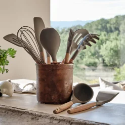 Ustensile De Cuisine|Couvert De Service*alinea Louche en bois et silicone - brun terre ombre