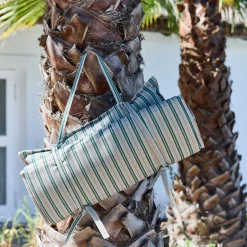 Matelas Bain De Soleil*alinea Matelas de plage transportable à rayures - Vert