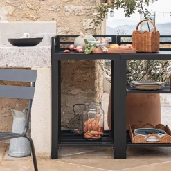 Meuble Cuisine Exterieur*alinea Meuble d'angle de cuisine extérieure en métal - Noir
