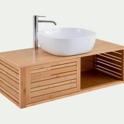 Meuble Sous Vasque*alinea Meuble sous vasque murale en bambou L95xl40xH30cm - Bois clair