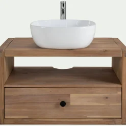 Meuble Sous Vasque*alinea Meuble sous vasque simple mural en acacia L80cm - Bois clair