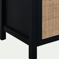 Meuble Sous Vasque*alinea Meuble sous-vasque double en bois de cèdre et 2 portes en cannage - L120cm Noir