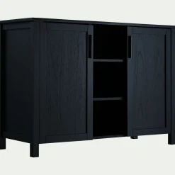 Meuble Sous Vasque*alinea Meuble sous-vasque double et 2 portes en bois de cèdre - L120cm Noir