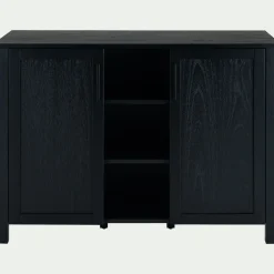 Meuble Sous Vasque*alinea Meuble sous-vasque double et 2 portes en bois de cèdre - L120cm Noir