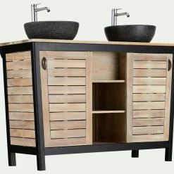 Meuble Sous Vasque*alinea Meuble sous-vasque double 2 portes en acacia massif - L120cm Bois foncé