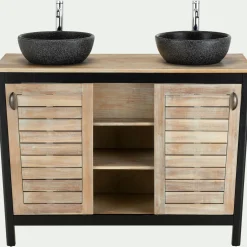 Meuble Sous Vasque*alinea Meuble sous-vasque double 2 portes en acacia massif - L120cm Bois foncé