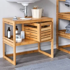 Rangement De Salle De Bain|Meuble Sous Vasque*alinea Meuble sous-vasque en bambou - L61cm Bois clair