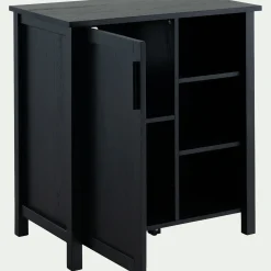 Meuble Sous Vasque*alinea Meuble sous-vasque simple et 1 porte en bois de cèdre - L80cm Noir