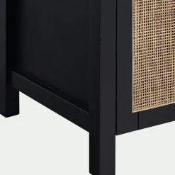 Meuble Sous Vasque*alinea Meuble sous-vasque simple en bois de cèdre et 1 porte en cannage - L80cm Noir