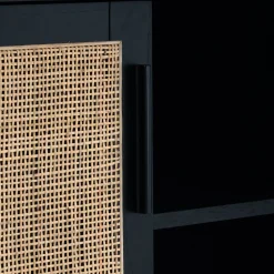 Meuble Sous Vasque*alinea Meuble sous-vasque simple en bois de cèdre et 1 porte en cannage - L80cm Noir