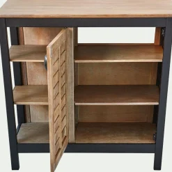 Meuble Sous Vasque*alinea Meuble sous-vasque simple 1 porte en acacia massif - L90cm Bois foncé