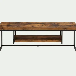 Meuble Tv*alinea Meuble TV 2 plateaux effet bois et acier - 120cm - marron Bois foncé