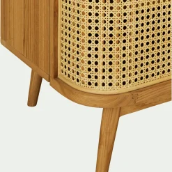 Meuble Tv*alinea Meuble tv 2 portes en bois et cannage L160cm - Bois clair