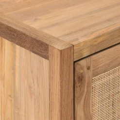 Meuble Tv*alinea Meuble tv 2 portes en teck recyclé et cannage L150cm - Bois clair