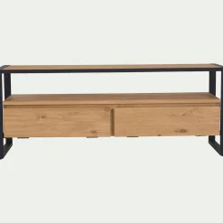 Meuble Tv*alinea Meuble TV en pin massif et métal L130cm - Bois clair