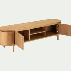 Meuble Tv*alinea Meuble tv ovale en bois - L180xl45xH48cm Bois clair