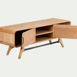 Meuble Tv*alinea Meuble TV plaqué chêne avec piétement en métal - L165xH58cm Bois clair