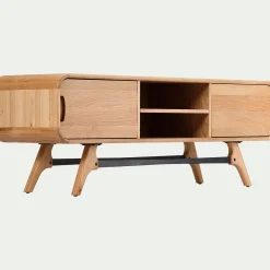 Meuble Tv*alinea Meuble TV plaqué chêne avec piétement en métal - L165xH58cm Bois clair