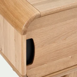 Meuble Tv*alinea Meuble TV plaqué chêne avec piétement en métal - L165xH58cm Bois clair