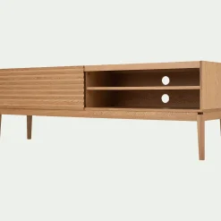 Meuble Tv*alinea Meuble TV plaqué chêne avec porte coulissante L176cm Bois clair