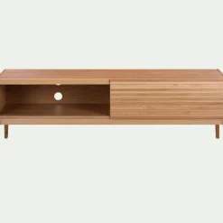 Meuble Tv*alinea Meuble TV plaqué chêne avec porte coulissante L176cm Bois clair