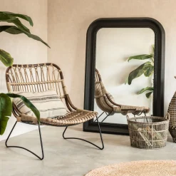 Miroir*alinea Miroir à moulures en bois - H115cm Noir