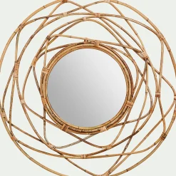 Miroir*alinea Miroir fleur circulaire en rotin D90cm - Naturel