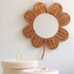 Matelas Enfant|Miroir*alinea Miroir forme trèfle en rotin H41cm - Naturel