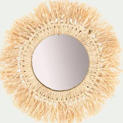 Miroir*alinea Miroir mural frange raphia D35cm - Naturel