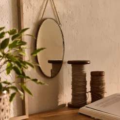 Miroir*alinea Miroir mural ovale en laiton 15x22,5cm - Doré