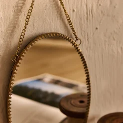 Miroir*alinea Miroir mural ovale en laiton 15x22,5cm - Doré