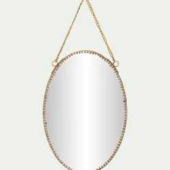 Miroir*alinea Miroir mural ovale en laiton 15x22,5cm - Doré