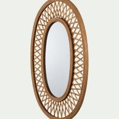 Miroir*alinea Miroir ovale cannage en bambou - H81cm Naturel