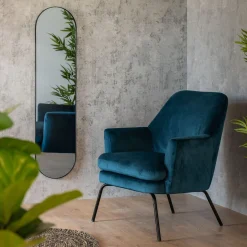 Miroir*alinea Miroir ovale en métal reflets bleutés - 30x120cm Noir