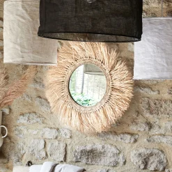 Miroir*alinea Miroir rond avec franges en raphia D65cm Naturel