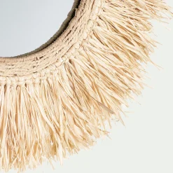 Miroir*alinea Miroir rond avec franges en raphia D65cm Naturel