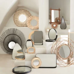 Miroir*alinea Miroir rond avec franges en raphia D65cm Naturel