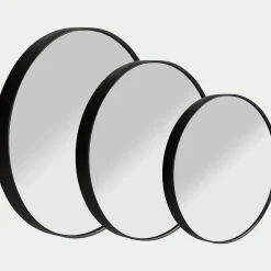 Miroir|Miroir De Salle De Bain*alinea Miroir rond en bois D50cm - Noir