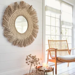 Miroir*alinea Miroir rond en jonc de mer - D100cm Naturel