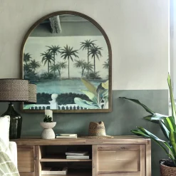 Miroir*alinea Miroir voûte en métal vieilli - 91x102cm Doré