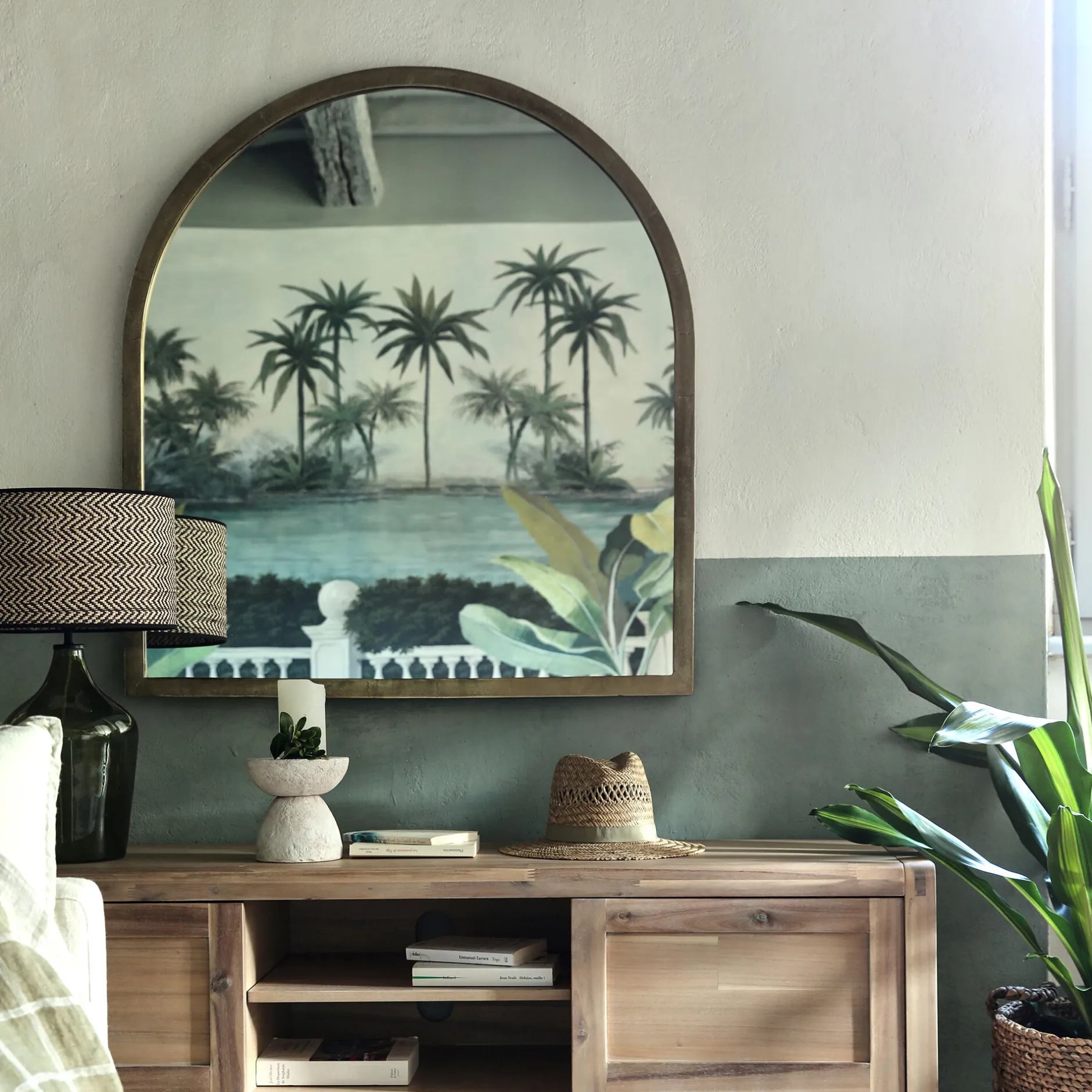 Miroir*alinea Miroir voûte en métal vieilli - 91x102cm Doré