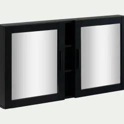 Miroir De Salle De Bain*alinea Miroirs rectangulaires double de salle de bain en bois de cèdre - L110cm Noir