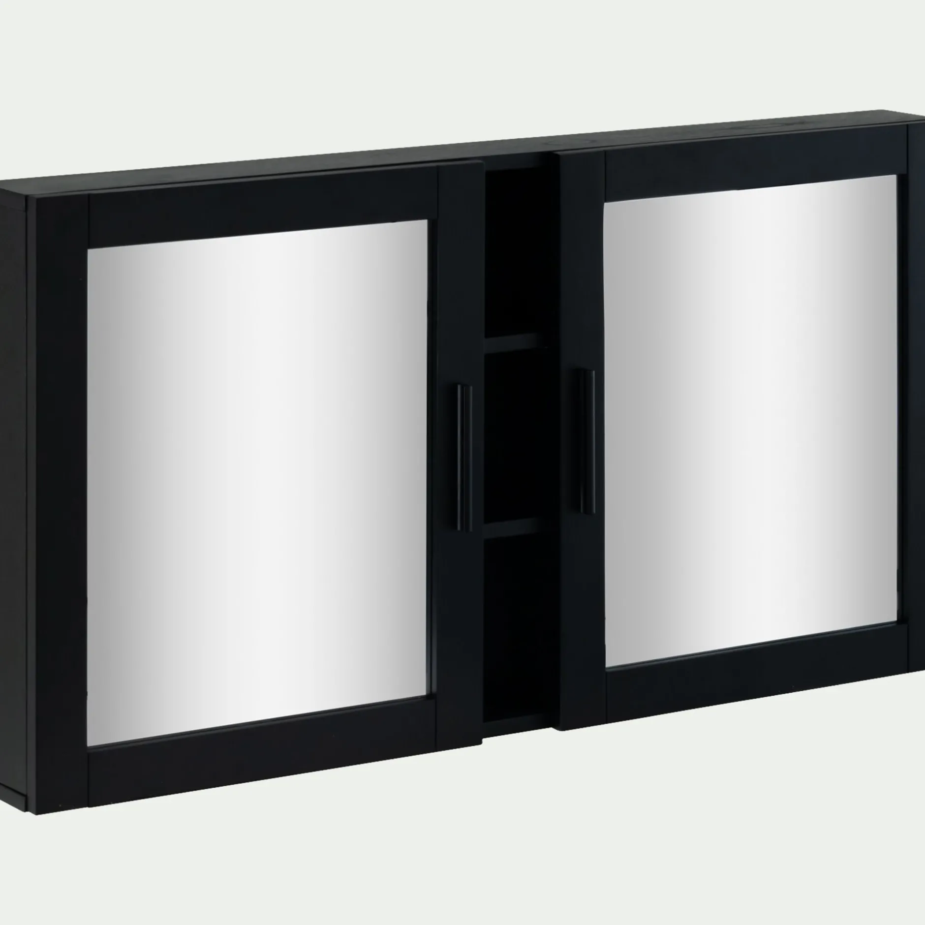 Miroir De Salle De Bain*alinea Miroirs rectangulaires double de salle de bain en bois de cèdre - L110cm Noir