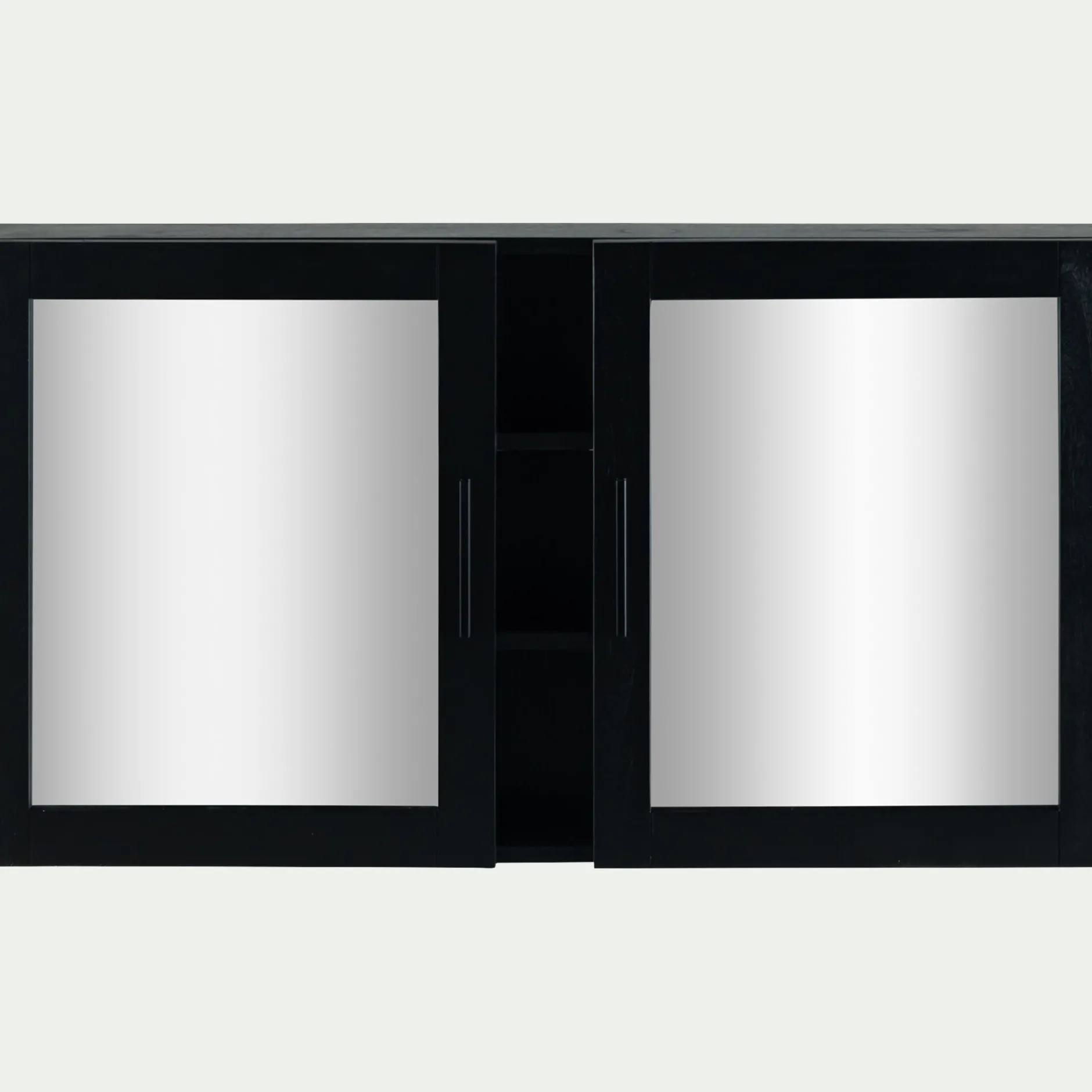 Miroir De Salle De Bain*alinea Miroirs rectangulaires double de salle de bain en bois de cèdre - L110cm Noir